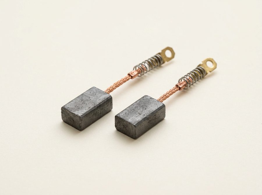 Deux charbons de moteur avec tresse de cuivre et ressort