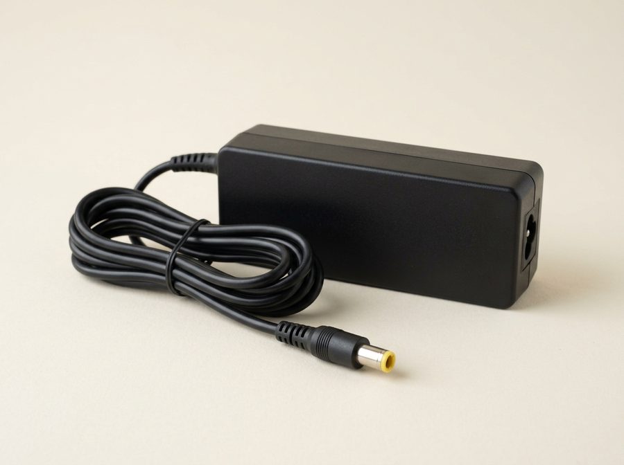 Bloc d’alimentation d’ordinateur portable avec son câble et son embout rond