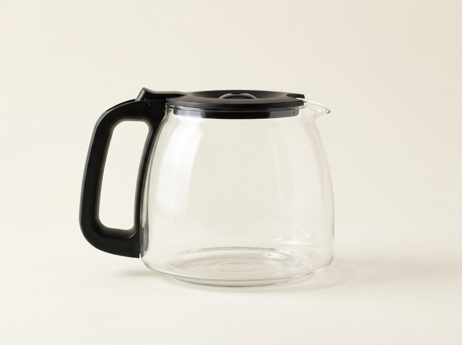 Verseuse de cafetière en verre avec poignée et couvercle noirs
